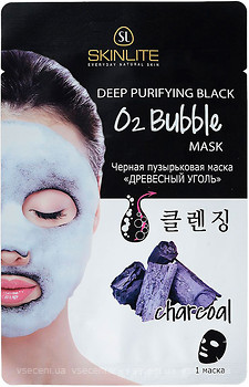 Фото Skinlite чорна бульбашкова маска Деревний вугілля 20 г