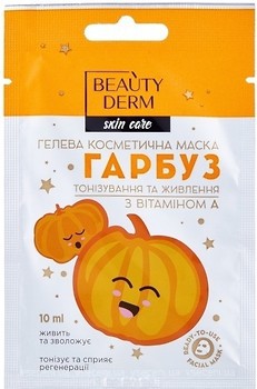 Фото Beauty Derm гелева маска для обличчя Skin Care Гарбуз тонізування і живлення з вітаміном A 10 г