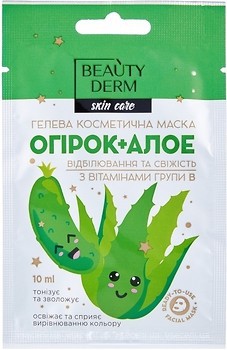 Фото Beauty Derm гелева маска для обличчя Skin Care Огірок і алое з вітамінами групи B 10 г