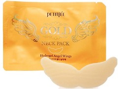 Фото Petitfee гидрогелевая маска для шеи Neck Pack Gold Hydrogel Angel Wings с плацентой 10 г