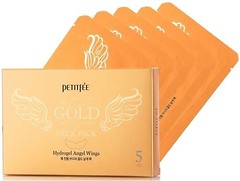 Фото Petitfee гідрогелева маска для шиї Neck Pack Gold Hydrogel Angel Wings з плацентою 5x 10 г