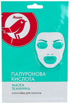 Фото Ашан тканинна маска для обличчя Гіалуронова кислота 25 г