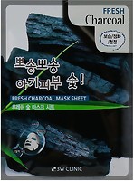 Фото 3W Clinic тканинна маска для обличчя Fresh Charcoal Mask Sheet з деревним вугіллям 23 г