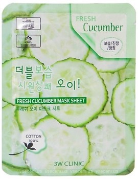 Фото 3W Clinic тканевая маска для лица Fresh Cucumber Mask Sheet с экстрактом огурца 23 г