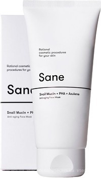 Фото Sane маска для обличчя Face Mask Snail Mucin + PHA + Azulene Anti-aging з муцином равлика 85 г