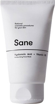 Фото Sane маска для лица Face Mask Hyaluronic Acid + Vitamin B5 Moisturizing с гиалуроновой кислотой 75 мл