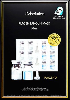 Фото JMsolution тканинна маска для обличчя Placen Lanolin Mask з білками плаценти і ланоліном 30 мл