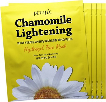 Фото Petitfee гидрогелевая маска для лица Hydrogel Face Mask Chamomile Lightening Осветляющая с экстрактом ромашки 5x 32 г