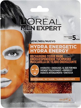 Фото L'Oreal Paris тканинна маска для обличчя Men Expert Hydra Energetic Енергетик 30 г
