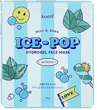 Фото Koelf гідрогелева маска для обличчя Hydrogel Face Mask Ice-Pop Mint & Soda з м'ятою і содою 30 г