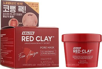 Фото Missha маска для обличчя Amazon Red Clay Pore Mask на основі червоної глини 110 мл