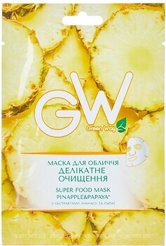 Фото Green Way тканевая маска для лица Super Food Mask Pinapple & Papaya Деликатное очищение 25 г