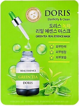 Фото Doris ампульна тканинна маска Real Essence Mask Green Tea з екстрактом зеленого чаю 25 мл