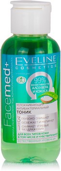 Фото Eveline Cosmetics тоник Bio 3 в 1 успокаивающий антибактериальный Алоэ вера и кокос 100 мл
