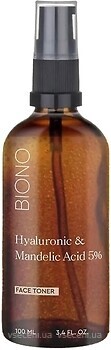 Фото Biono тонер Hyaluronic & Mandelic Acid 5% Face Toner з гіалуроновою і мигдальною кислотою 100 мл