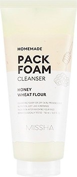Фото Missha пінка-маска для вмивання Homemade Pack Foam Cleanser Honey Wheat Flour з медом і пшеничним борошном 150 мл