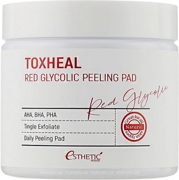 Фото Esthetic House Очищуючі пілінг-диски для обличчя Toxheal Red Glvcolic Peeling Pad 100 шт