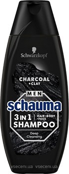 Фото Schauma Men 3 в 1 Вугілля і вулканічна глина для нормального волосся 400 мл