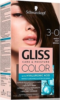 Фото Schwarzkopf Gliss Color 3-0 Deep Brown темно-коричневий