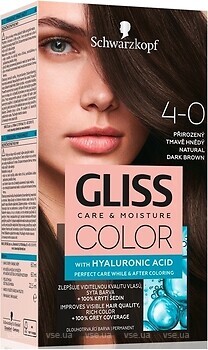 Фото Schwarzkopf Gliss Color 4-0 Natural Dark Brown натуральний темно-коричневий