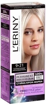 Фото L'ERINY Permanent Hair Color Cream 9.21 платиновый блонд