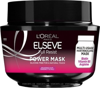 Фото Elseve Full Resist Power Mask для слабкого схильного до випадіння волосся 300 мл