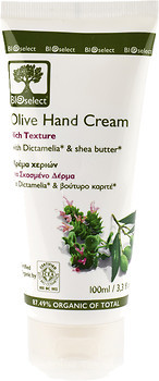 Фото BioSelect Olive Hand Cream Rich Texture крем для рук поживний з Діктамеліей і вітаміном E 100 мл