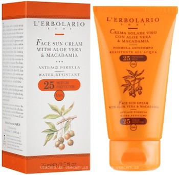 Фото L'Erbolario сонцезахисний крем для обличчя Crema Solare SPF 25 алое вера і макадамія 75 мл