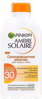 Фото Garnier Ambre сонцезахисне молочко Висока ступінь захисту Ambre Solaire SPF 30 200 мл