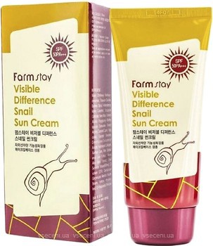 Фото FarmStay сонцезахисний крем Visible Difference Snail Sun Cream SPF 50+ PA++++ з екстрактом равлика 70 г