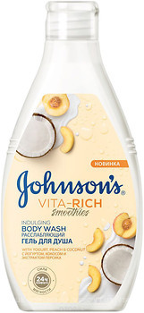 Фото Johnson's гель для душу Розслаблюючий з йогуртом, кокосом і екстрактом персика Body Care Vita-Rich Smoothies 250 мл