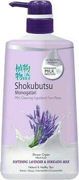 Фото Shokubutsu Monogatari крем-гель для душу Лаванда і молочко Хоккайдо Lavender & Hokkaido Milk Shower Cream 500 мл