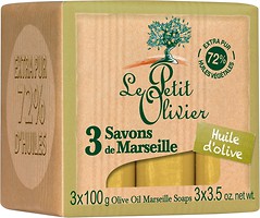 Фото Le Petit Olivier Vegetal Oils Soap Marseilles Glycerin марсельське мило Гліцерин 3х 100 г
