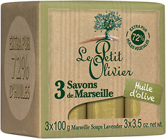 Фото Le Petit Olivier Vegetal Oils Soap Marseilles Olive Oil марсельське мило Оливкова олія 3х 100 г
