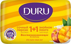 Фото Duru тверде крем-мило 1+1 Соковитий персик і спекотне манго 80 г