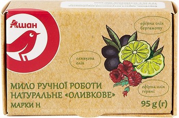 Фото Ашан натуральне мило ручний роботи Оливкове 95 г