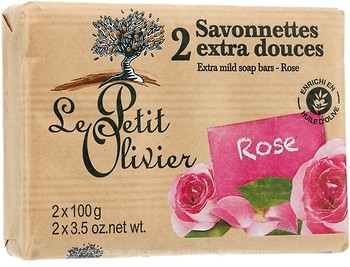 Фото Le Petit Olivier екстра ніжне мило Троянда 2x 100 г