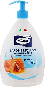 Фото Milmil рідке мило Sapone Liquido Молоко і мед 1 л