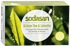 Фото Sodasan тверде крем-мило Антибактеріальне Зелений чай і лайм 100 г