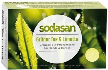 Фото Sodasan тверде крем-мило Антибактеріальне Зелений чай і лайм 100 г