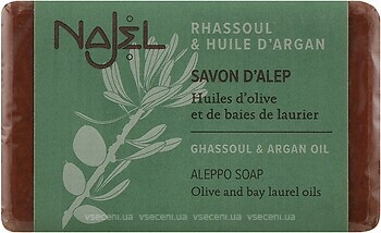 Фото Najel тверде мило Savon d’Alep Aleppo Soap Rhassoul and Argan Oil Марокканська глина і арганова олія 100 г