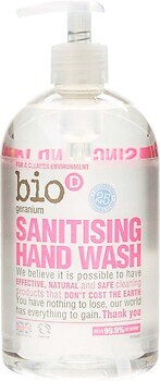 Фото Bio-D дезинфицирующее жидкое мыло Sanitising Hand Wash Geranium Дезинфицирующее 500 мл