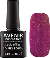 Фото Avenir Cosmetics Soak-off gel UV Gel Polish №112 В'ялена слива з золотим глітером