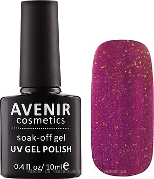 Фото Avenir Cosmetics Soak-off gel UV Gel Polish №112 В'ялена слива з золотим глітером