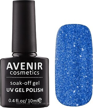 Фото Avenir Cosmetics Soak-off gel UV Gel Polish №113 Синій з шімером та блискітками