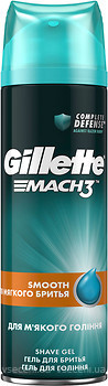 Фото Gillette гель для гоління Mach3 Close and Smooth Shave Gel for Men для гладкого і м'якого гоління 200 мл