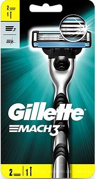 Фото Gillette станок для гоління Mach 3 з 2 змінними картриджами