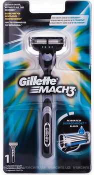 Фото Gillette бритвенный станок Mach 3 с 1 сменным картриджем