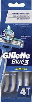 Фото Gillette станок для гоління Blue Simple 3 одноразовий 4 шт