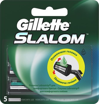 Фото Gillette змінні картриджі Slalom зі змазує смужкою 5 шт